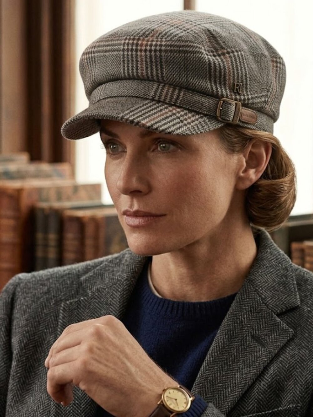 D&Y Classic Checkered Newsboy Cap One Size Gray, Black, Brown Boho Chic Academia